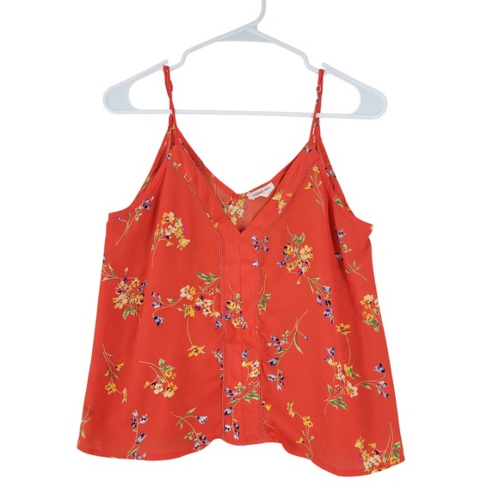Sienna Sky Floral Cami Tank Top Womens Size M Orange Boho Festival